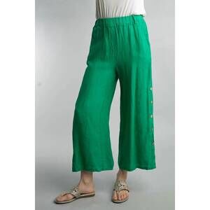 NEW TEMPO PARIS button up linen pants in emerald
